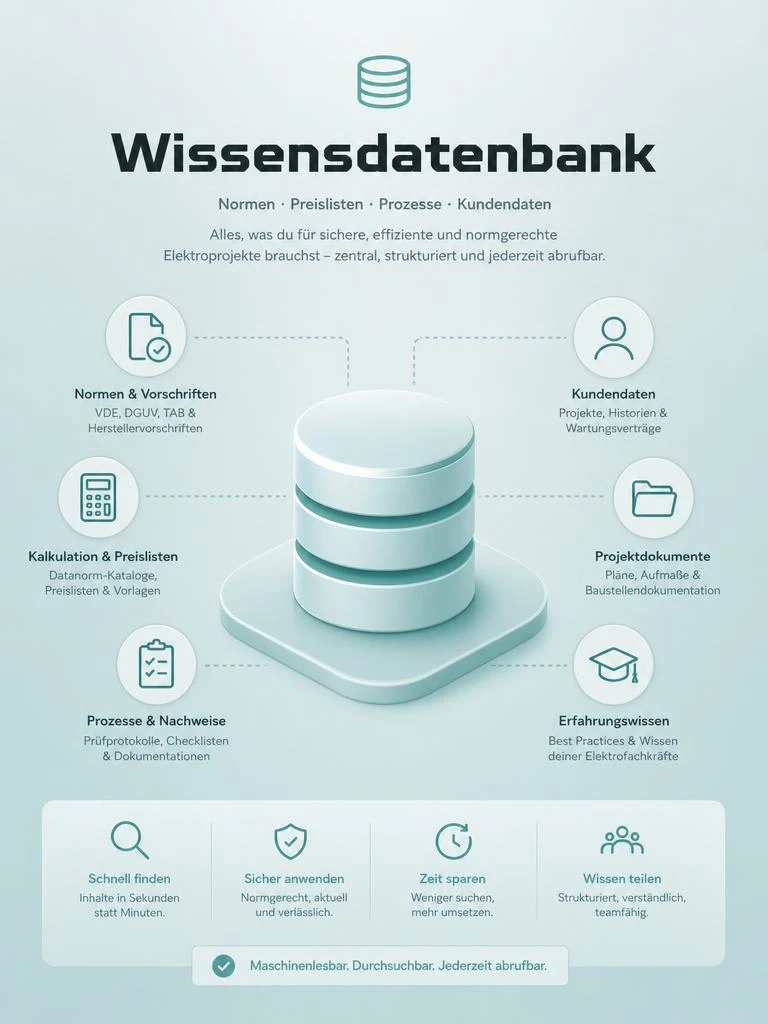 Wissensdatenbank – Normen, Preislisten, Prozesse, Kundendaten